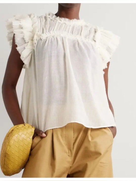 Ulla Johnson Tops - NWT! Ulla Johnson Esme frayed ruffled wool-gauze blouse